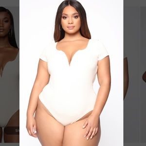 Fashion Nova plus cream ribbed body suit